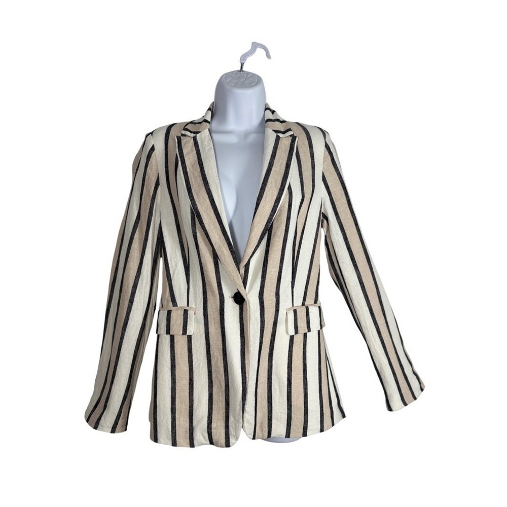 A Loves A Linen Linen Blend Striped Blazer Sz: S Feminine Boho Summer Chic